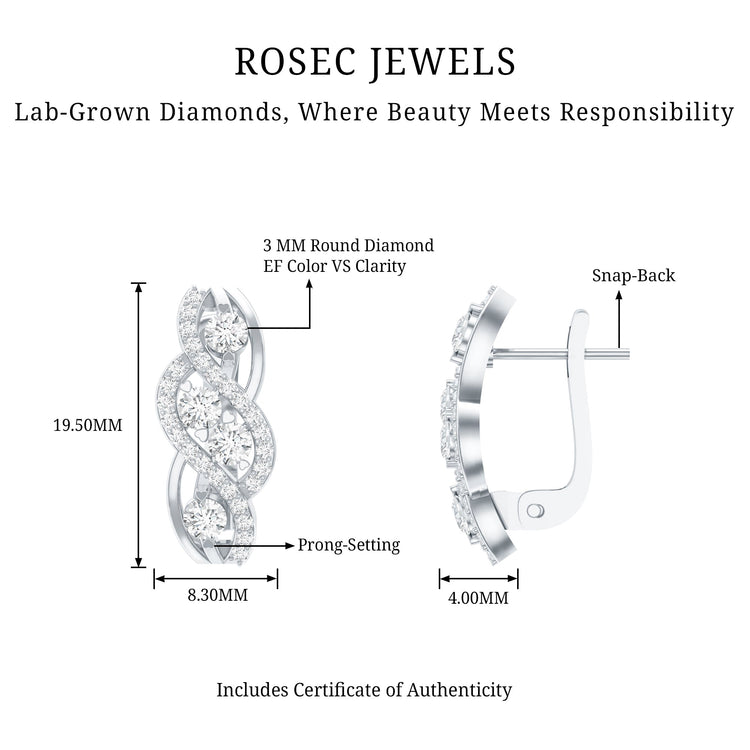 Lab Grown Diamond Infinity Earrings For Women Rosec Jewels