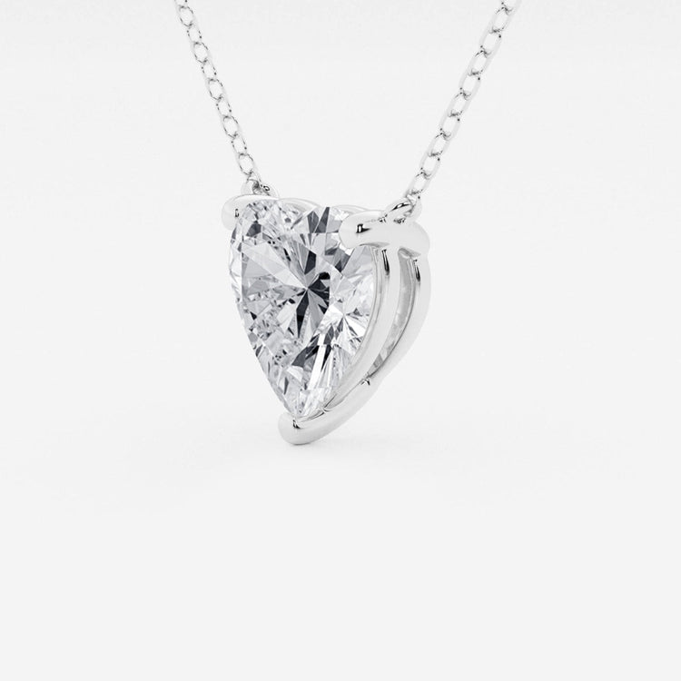 2.00 CTW Lab Grown Diamond Floating Heart Solitaire Pendant Necklace in 14K Gold VossAgin