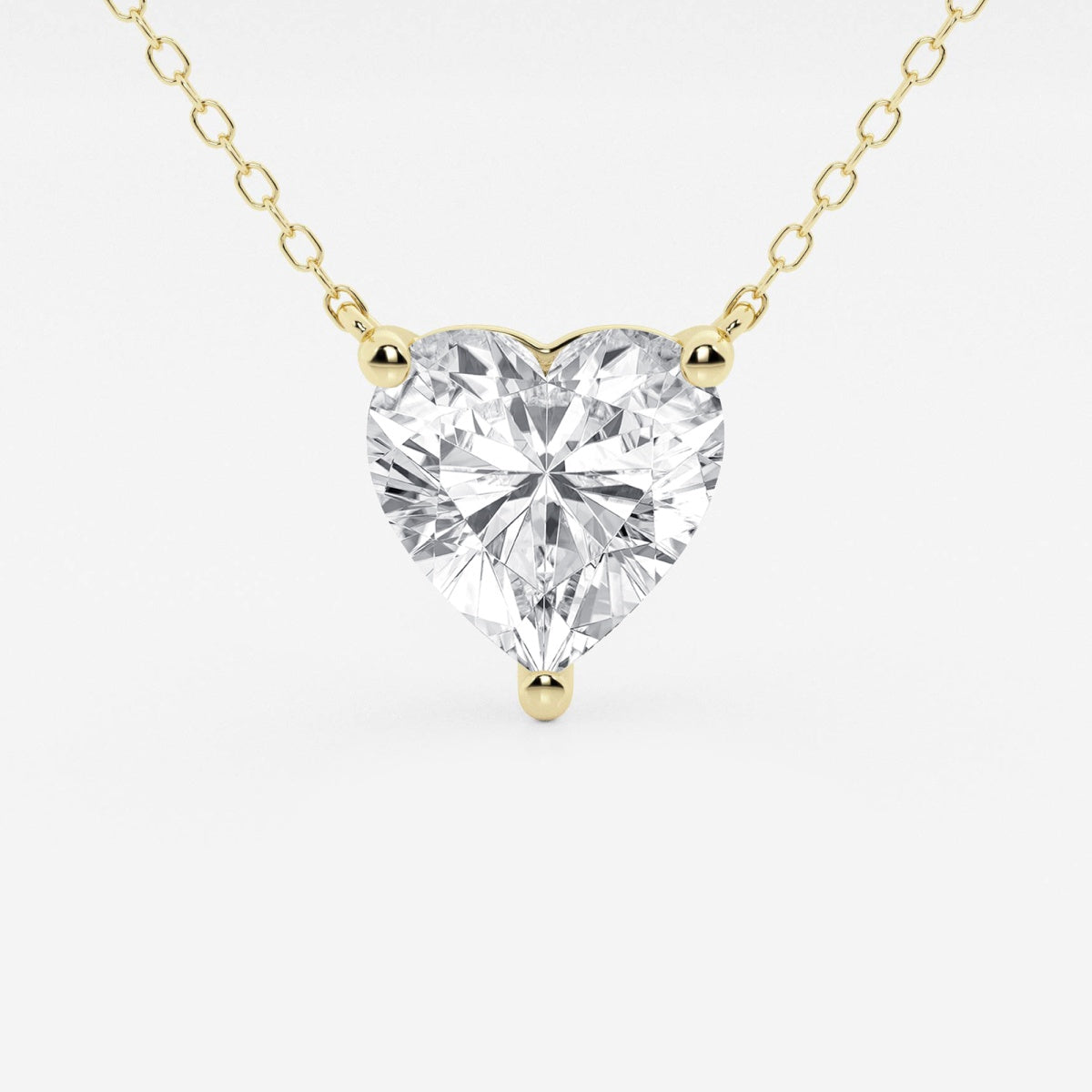 2.00 CTW Lab Grown Diamond Floating Heart Solitaire Pendant Necklace in 14K Gold VossAgin
