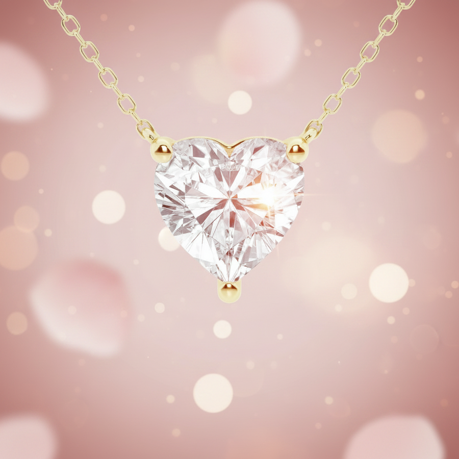 2.00 CTW Lab Grown Diamond Floating Heart Solitaire Pendant Necklace in 14K Gold
