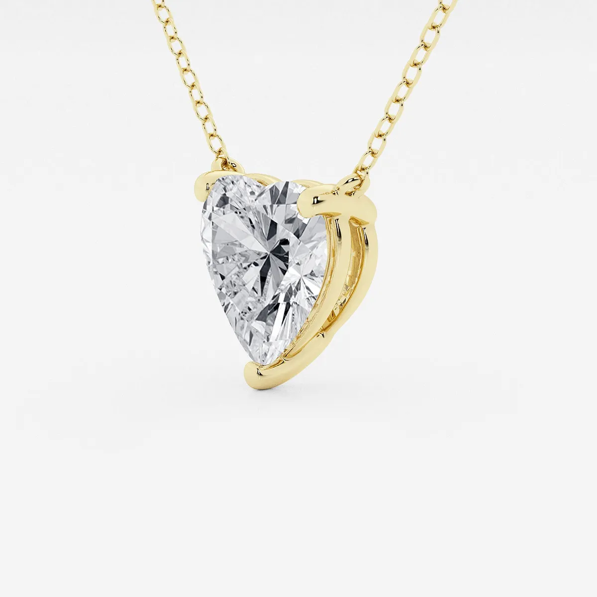 2.00 CTW Lab Grown Diamond Floating Heart Solitaire Pendant Necklace in 14K Gold VossAgin