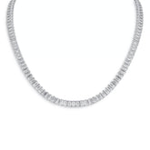 18" Emerald-Cut Created Moissanite Tennis Necklace in 14K Gold Overlay – 30 CTW VossAgin