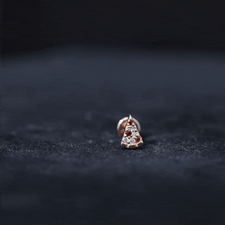 Round Cut Garnet and Diamond Pizza Slice Helix Earring Rosec Jewels