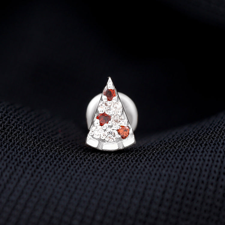 Round Cut Garnet and Diamond Pizza Slice Helix Earring Rosec Jewels