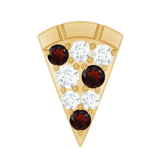 Round Cut Garnet and Diamond Pizza Slice Helix Earring Rosec Jewels