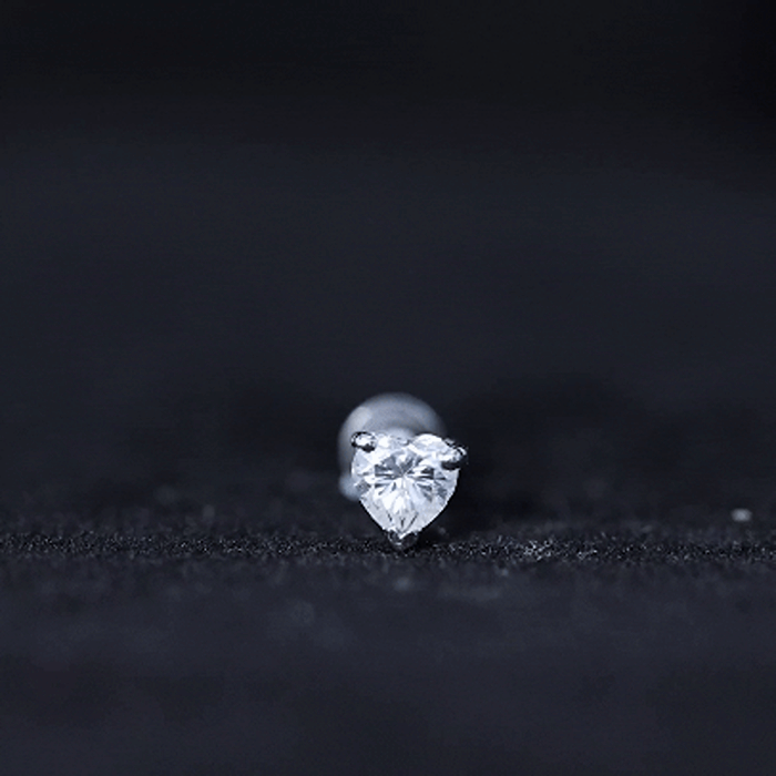 Solitaire Diamond Heart Earring with Flat Back Rosec Jewels