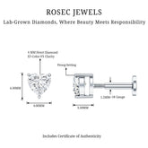 Solitaire Diamond Heart Earring with Flat Back Rosec Jewels