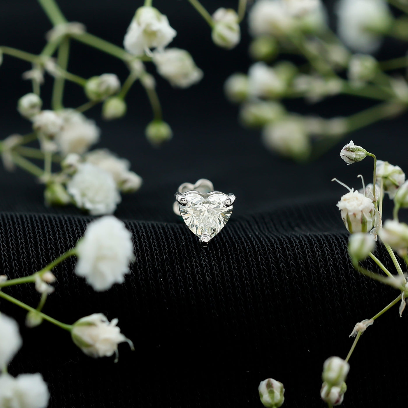 Solitaire Diamond Heart Earring with Flat Back Rosec Jewels