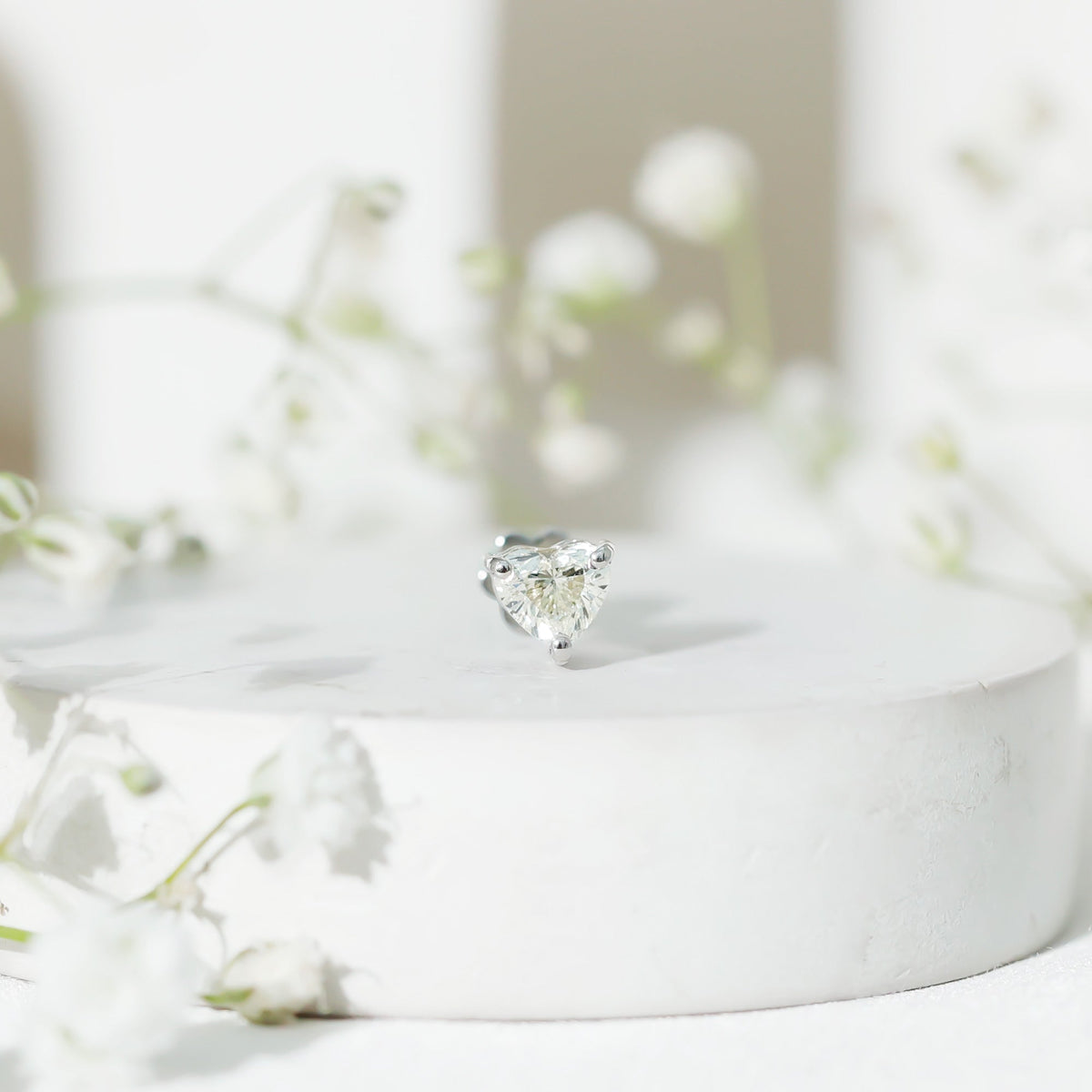 Solitaire Diamond Heart Earring with Flat Back Rosec Jewels