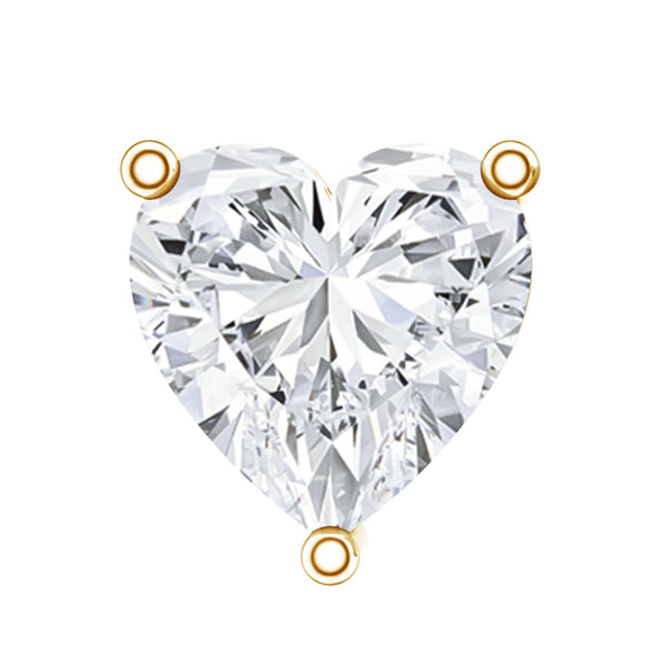 Solitaire Diamond Heart Earring with Flat Back Rosec Jewels