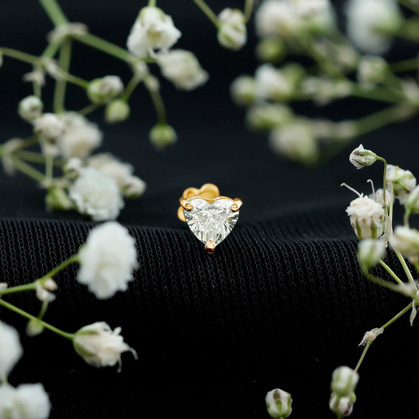 Solitaire Diamond Heart Earring with Flat Back Rosec Jewels