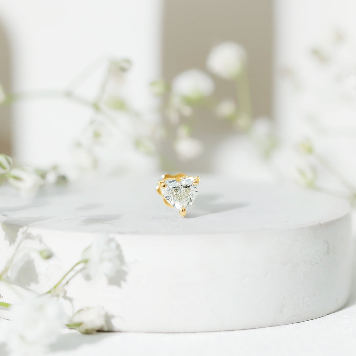 Solitaire Diamond Heart Earring with Flat Back Rosec Jewels