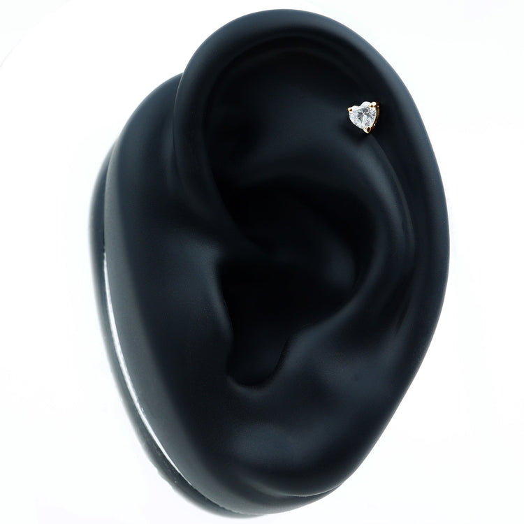 Solitaire Diamond Heart Earring with Flat Back Rosec Jewels