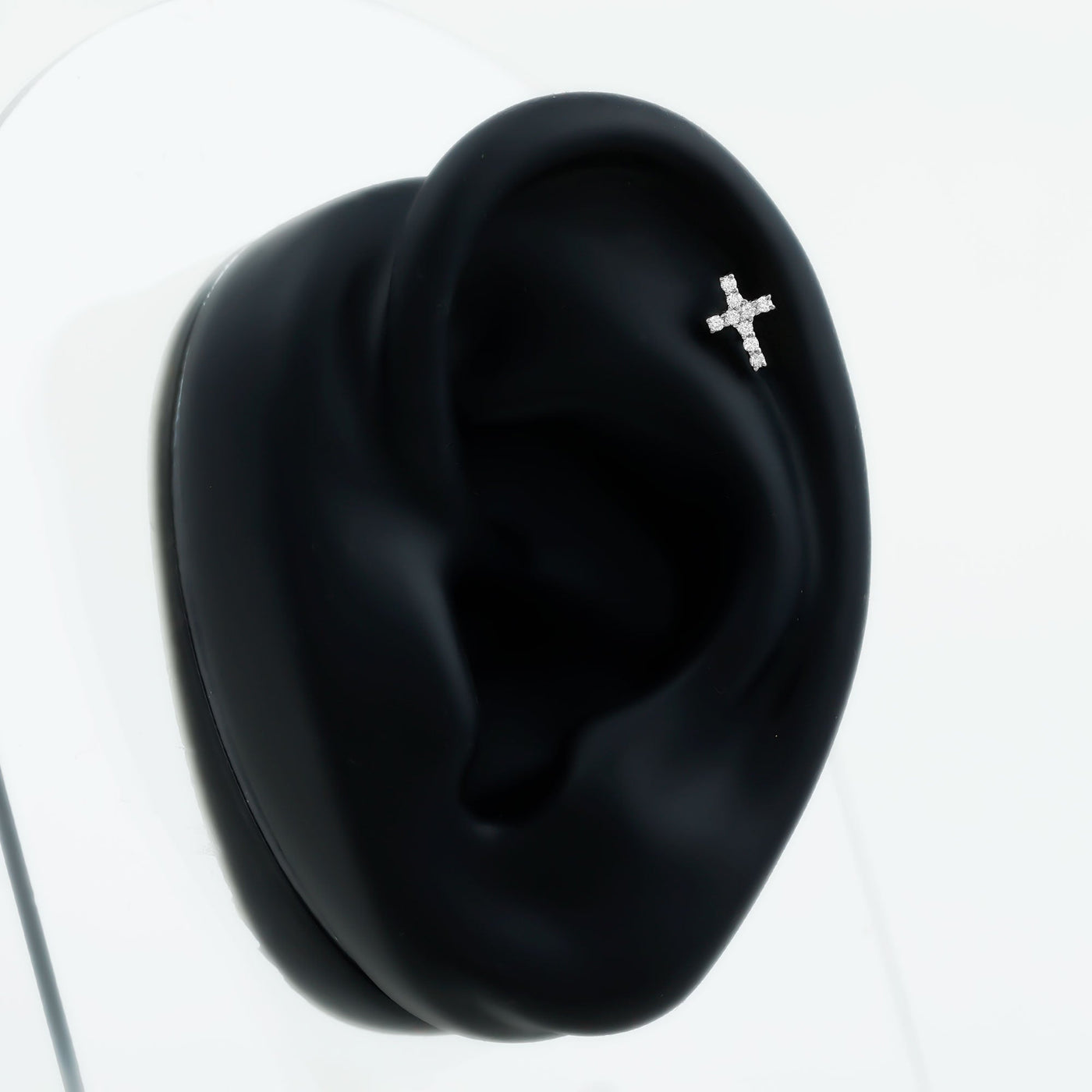 Minimalist Diamond Cross Cartilage Earring Rosec Jewels