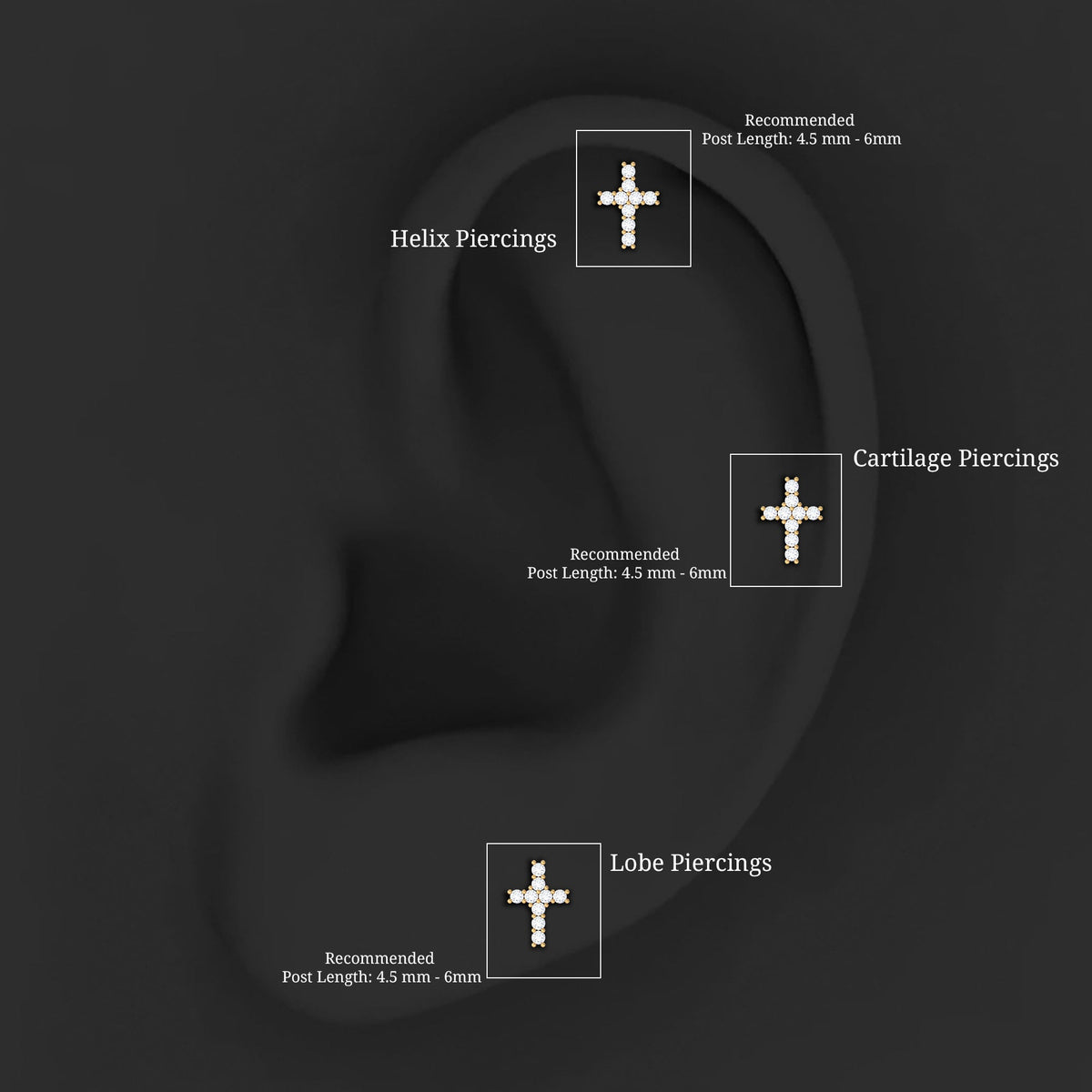 Minimalist Diamond Cross Cartilage Earring Rosec Jewels