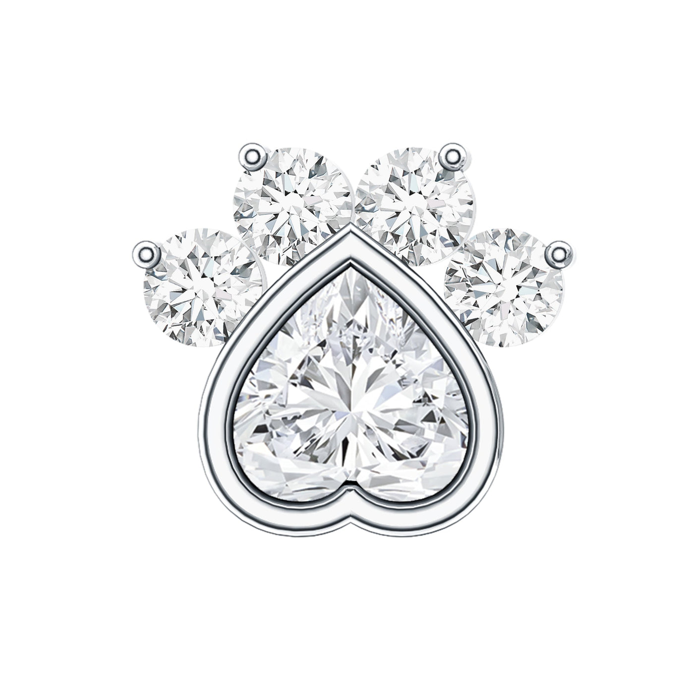 Heart Shape Diamond Dog Paw Print Earring Rosec Jewels