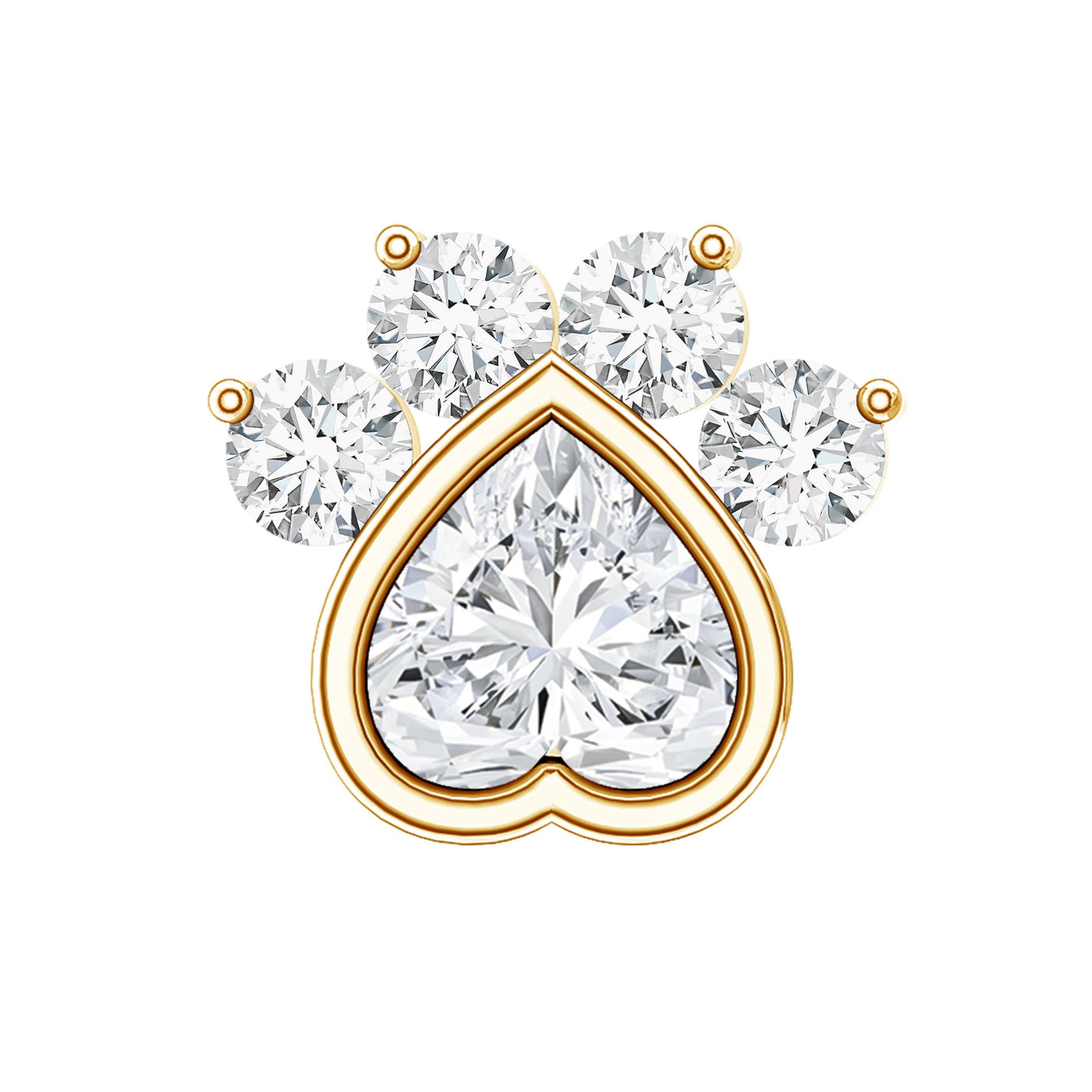 Heart Shape Diamond Dog Paw Print Earring Rosec Jewels