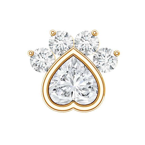 Heart Shape Diamond Dog Paw Print Earring Rosec Jewels