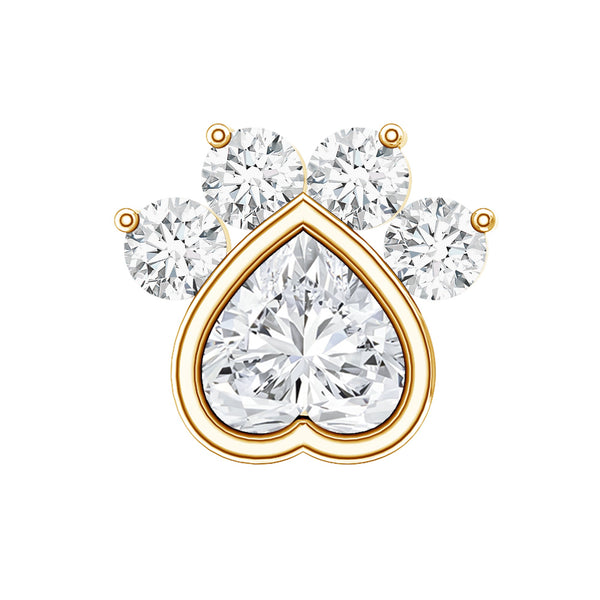 Heart Shape Diamond Dog Paw Print Earring Rosec Jewels