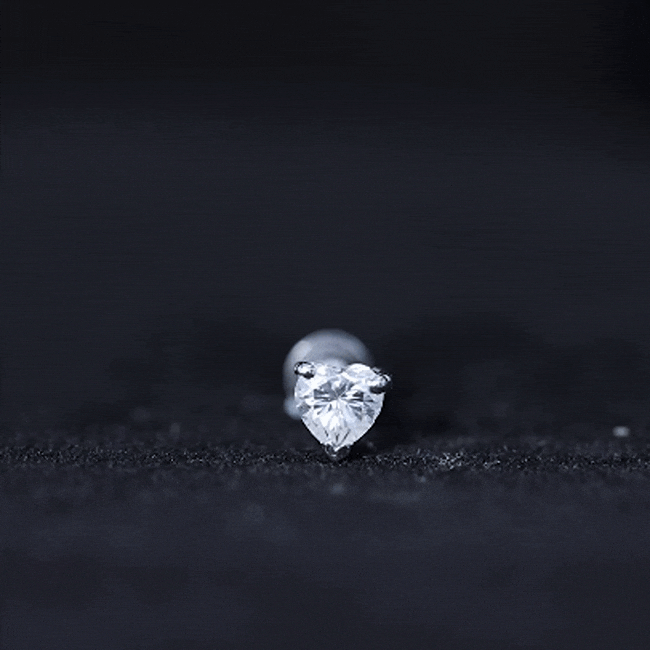 Solitaire Diamond Heart Earring with Flat Back Rosec Jewels