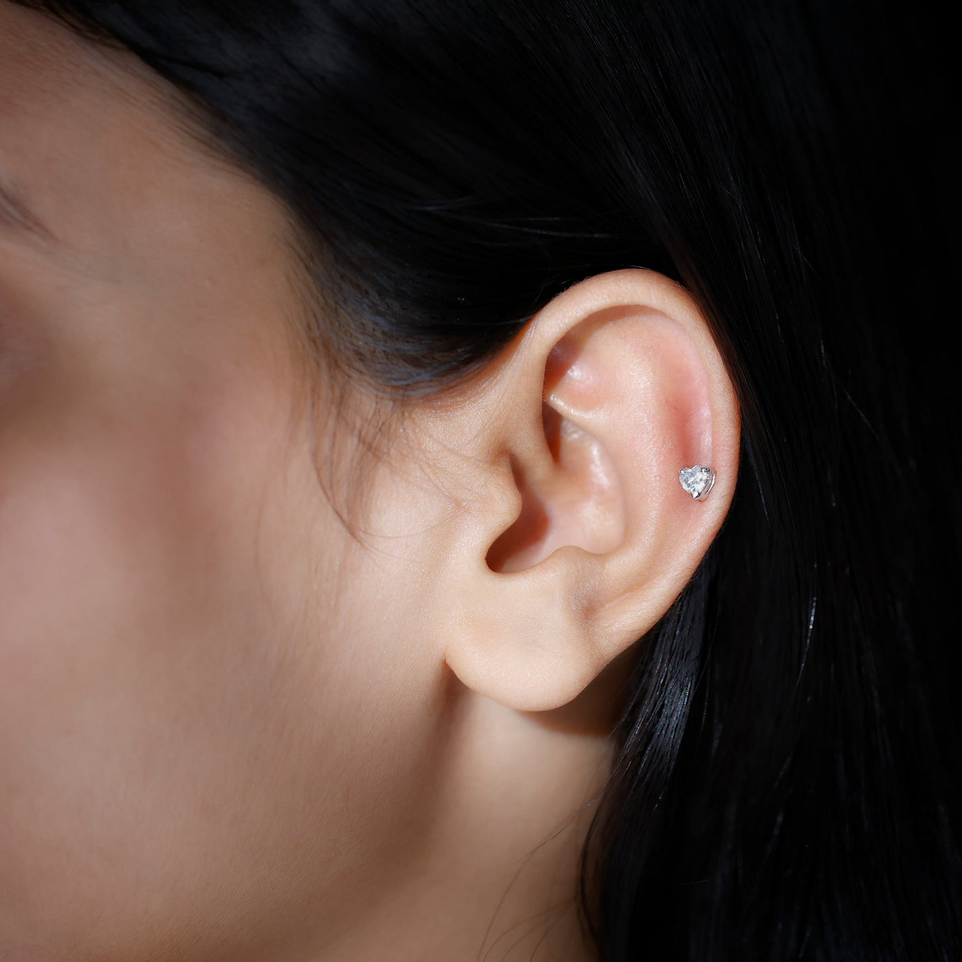 Solitaire Diamond Heart Earring with Flat Back Rosec Jewels