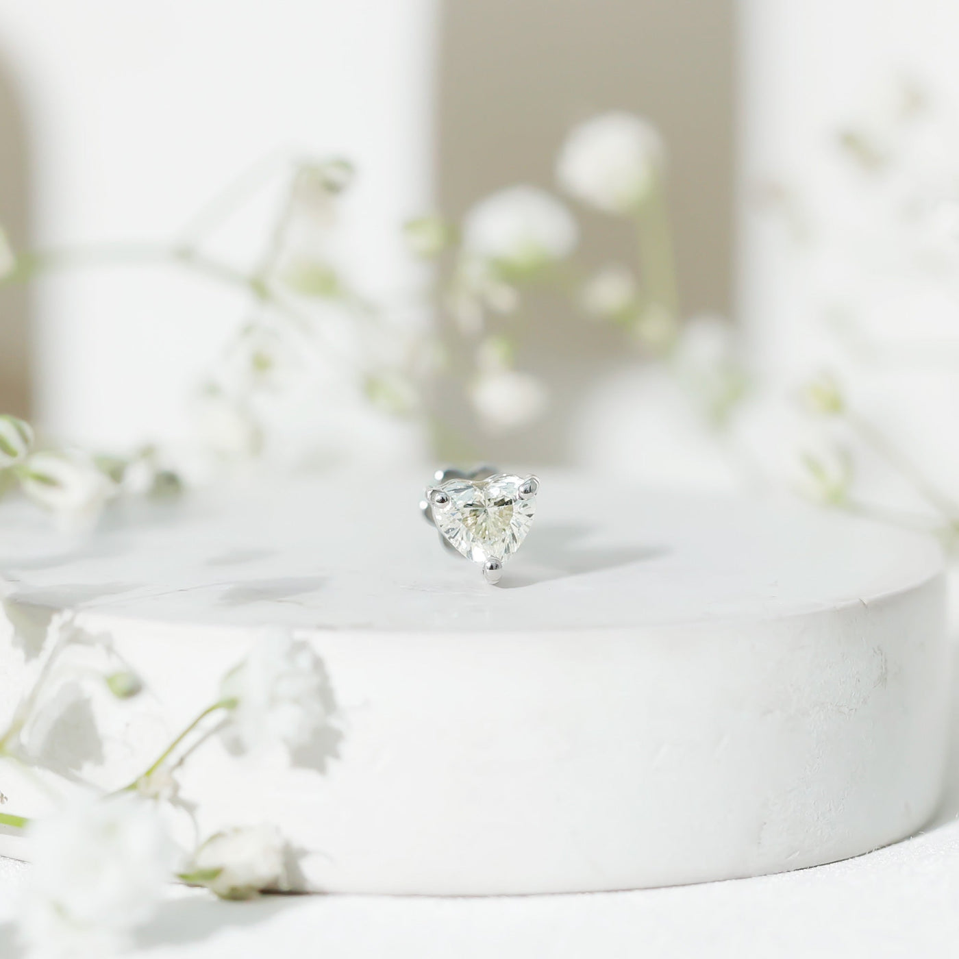 Solitaire Diamond Heart Earring with Flat Back Rosec Jewels