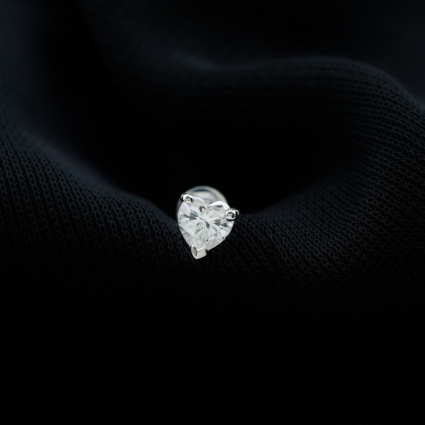Solitaire Diamond Heart Earring with Flat Back Rosec Jewels