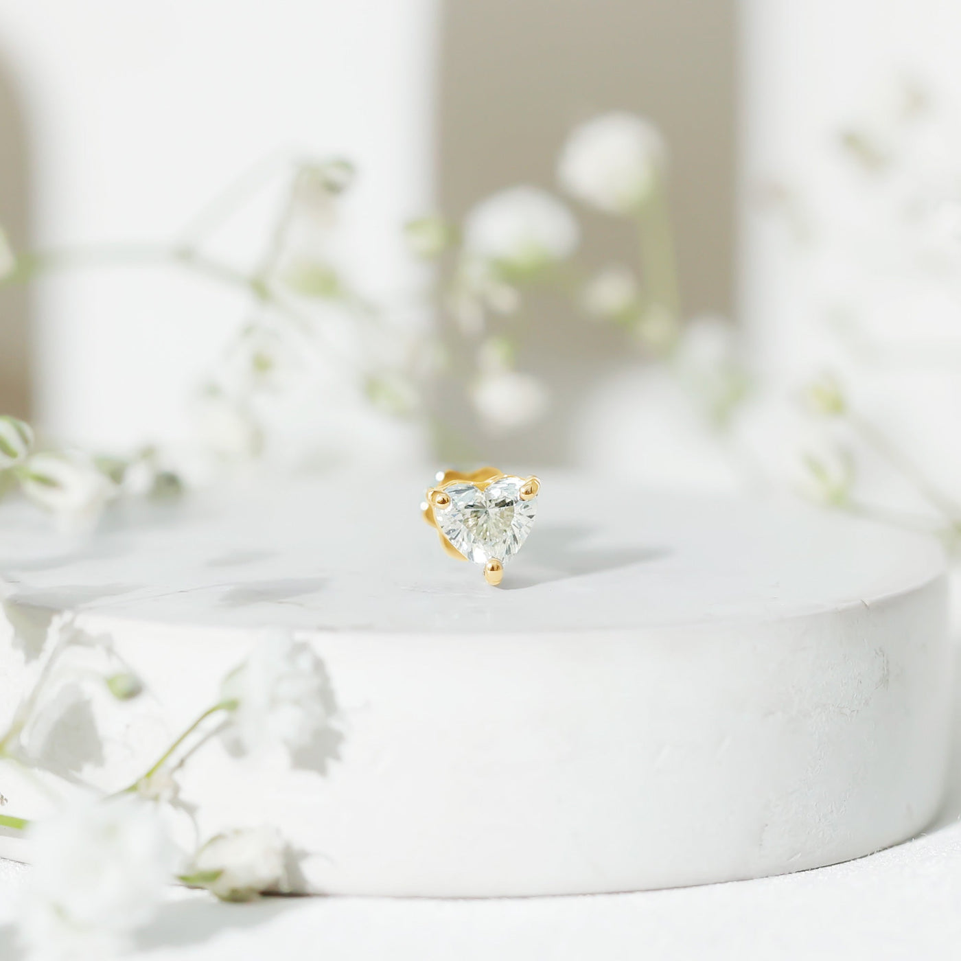 Solitaire Diamond Heart Earring with Flat Back Rosec Jewels
