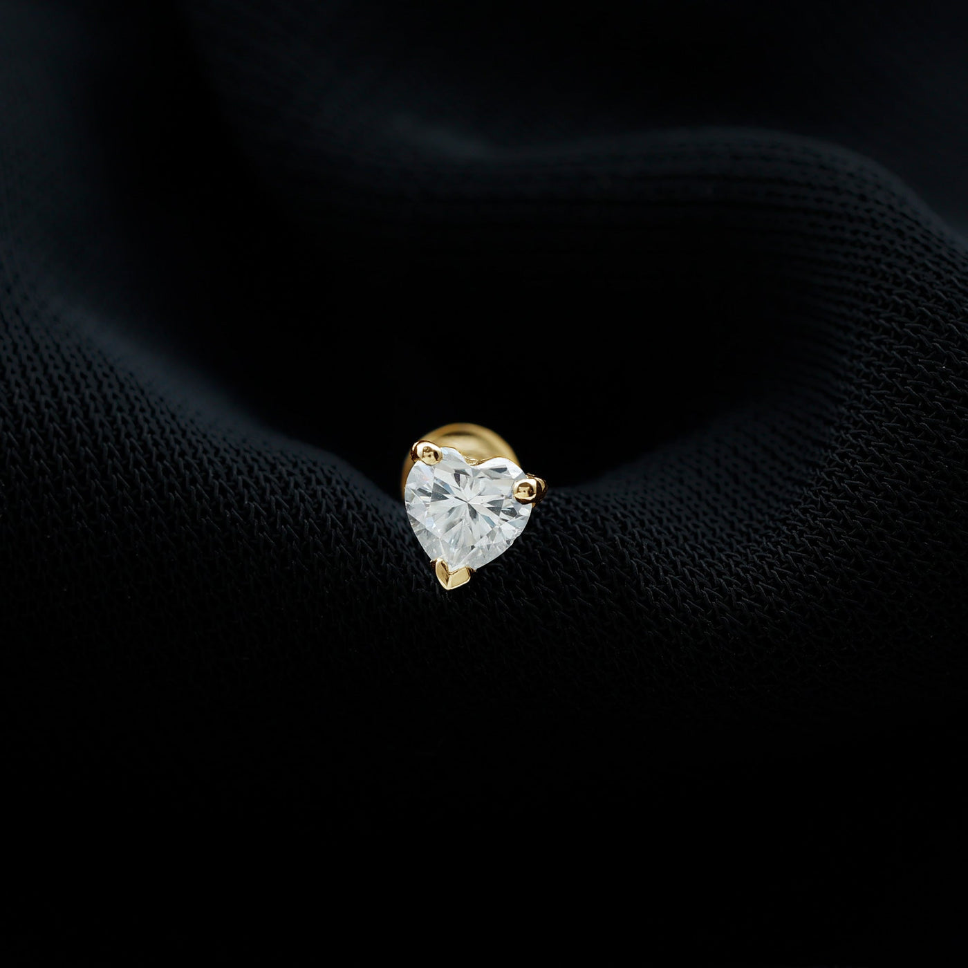 Solitaire Diamond Heart Earring with Flat Back Rosec Jewels