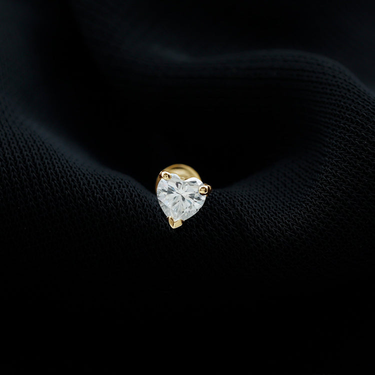 Solitaire Diamond Heart Earring with Flat Back Rosec Jewels