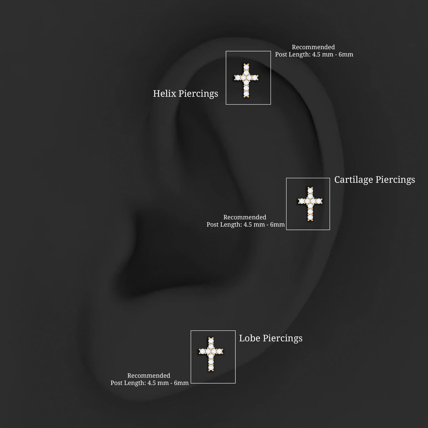 Minimalist Diamond Cross Cartilage Earring Rosec Jewels