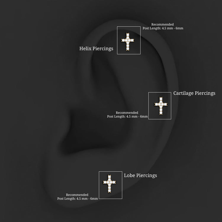 Minimalist Diamond Cross Cartilage Earring Rosec Jewels