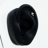 Minimalist Diamond Cross Cartilage Earring Rosec Jewels