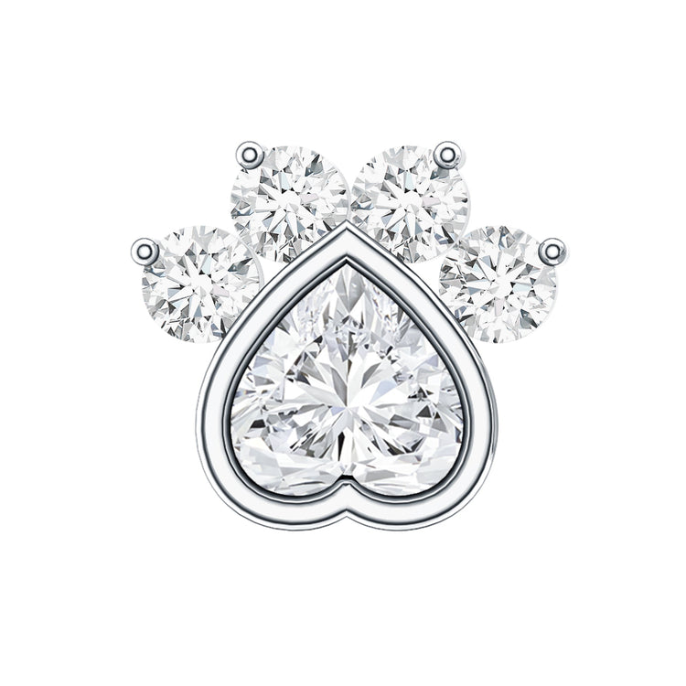 Heart Shape Diamond Dog Paw Print Earring Rosec Jewels