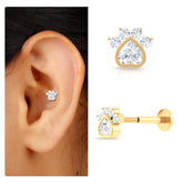 Heart Shape Diamond Dog Paw Print Earring Rosec Jewels