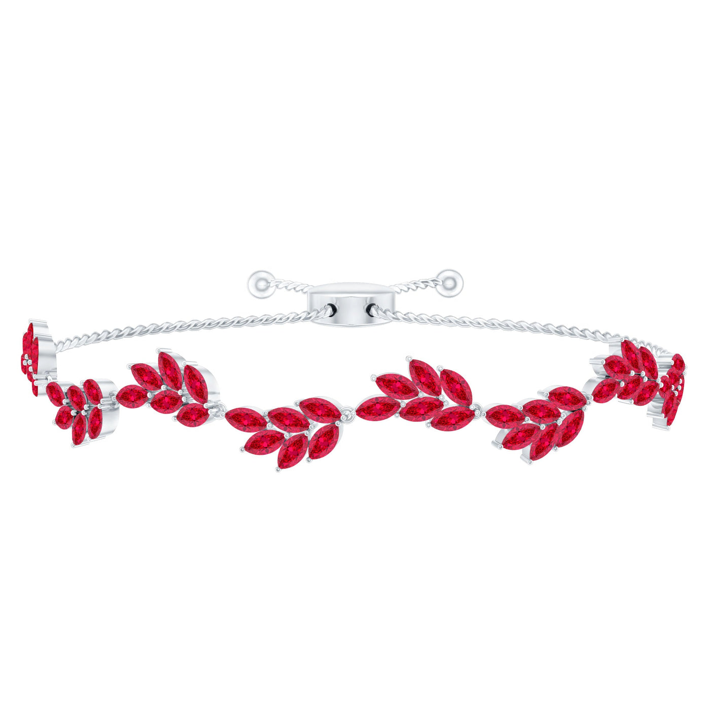 Marquise Lab Grown Ruby Leaf Bolo Bracelet Rosec Jewels