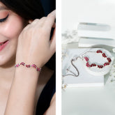 Marquise Lab Grown Ruby Leaf Bolo Bracelet Rosec Jewels