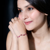 Marquise Lab Grown Ruby Leaf Bolo Bracelet Rosec Jewels