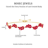 Marquise Lab Grown Ruby Leaf Bolo Bracelet Rosec Jewels