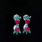 Strawberry Earrings With Lab Grown Ruby Emerald Rosec Jewels