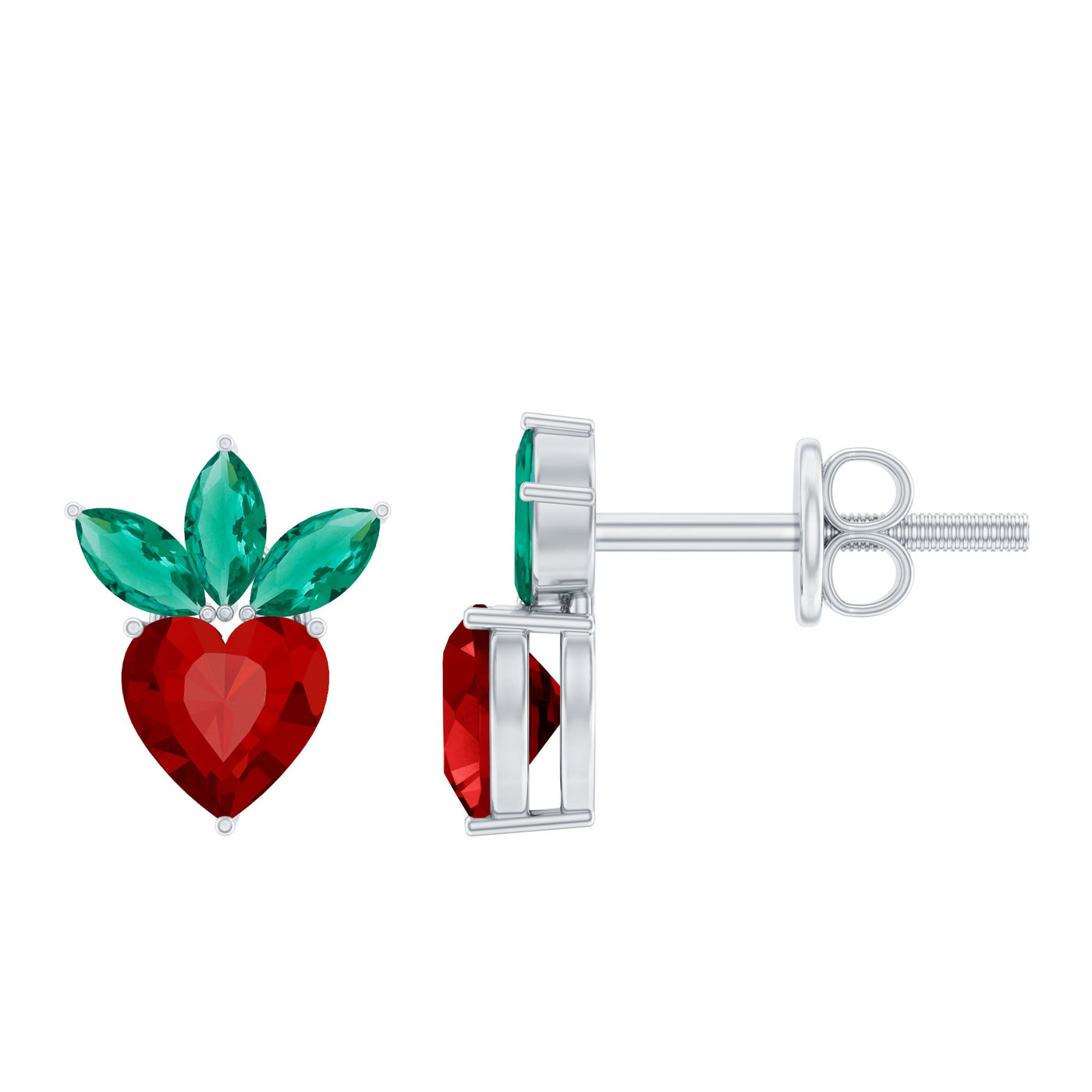 Strawberry Earrings With Lab Grown Ruby Emerald Rosec Jewels