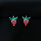 Strawberry Earrings With Lab Grown Ruby Emerald Rosec Jewels