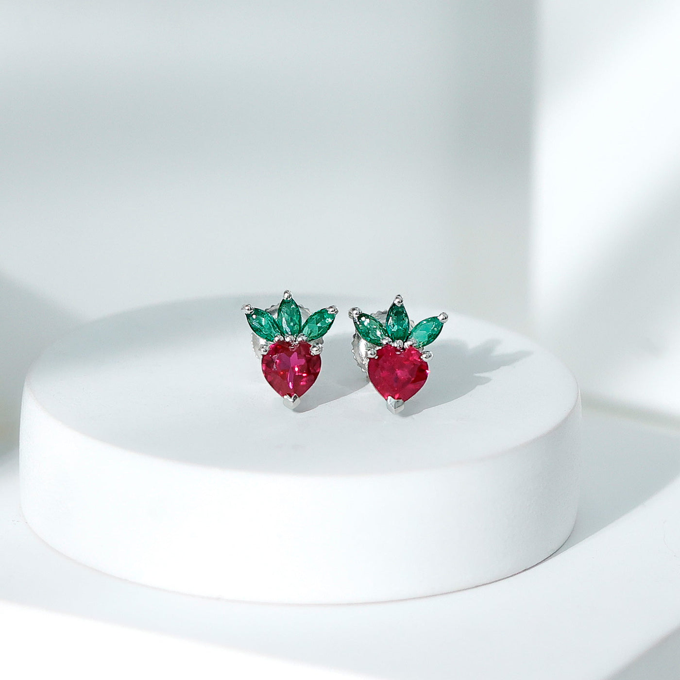 Strawberry Earrings With Lab Grown Ruby Emerald Rosec Jewels