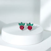 Strawberry Earrings With Lab Grown Ruby Emerald Rosec Jewels