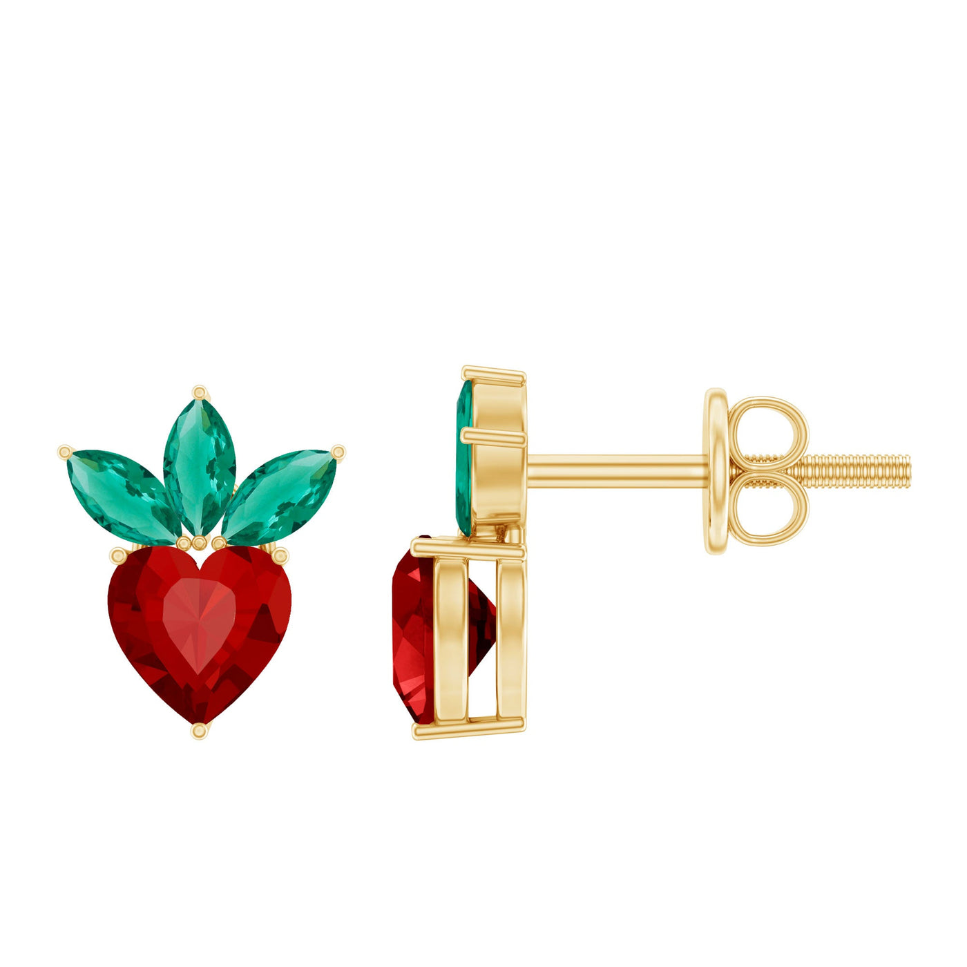 Strawberry Earrings With Lab Grown Ruby Emerald Rosec Jewels