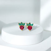Strawberry Earrings With Lab Grown Ruby Emerald Rosec Jewels