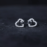 Moissanite Heart and Paw Stud Earrings with Enamel Rosec Jewels