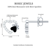 Moissanite Heart and Paw Stud Earrings with Enamel Rosec Jewels