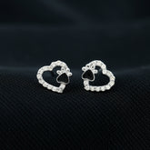 Moissanite Heart and Paw Stud Earrings with Enamel Rosec Jewels