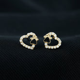 Moissanite Heart and Paw Stud Earrings with Enamel Rosec Jewels